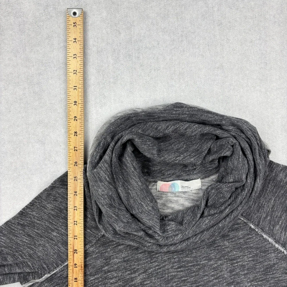 Free People FP Beach Cowl Neck Top Womens S M Charcoal Grey Knit Slouchy S/M